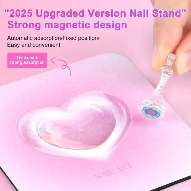 Alt view image 3 of 7 - Nail Stand for Press Ons, Fake Nail Holder for Painting Nails, Super Magnetic Base for Painting Display Holder with Reusable Mounting Tapes for Home DIY Salon Supplies