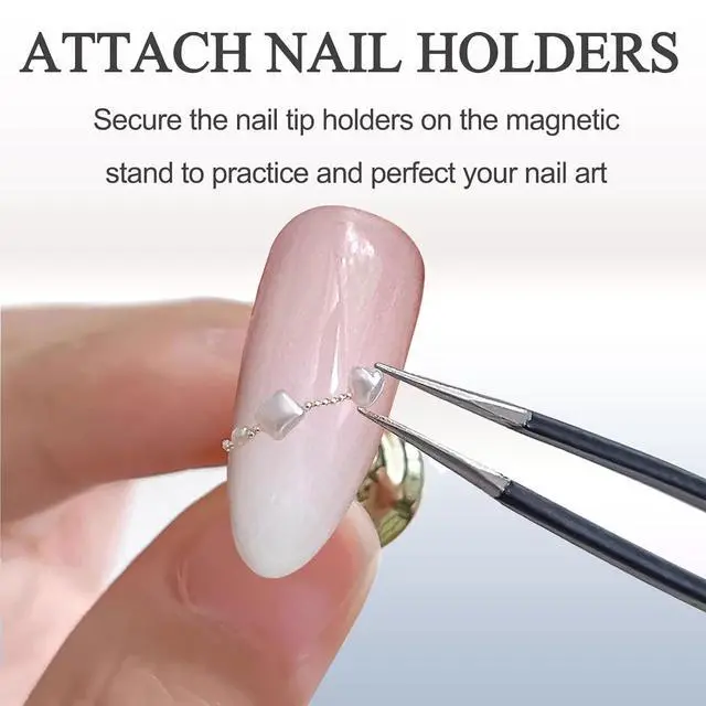 Alt view image 3 of 7 - Nail Stand for Press On Display Practice for Acrylic Nails, Magnetic Fake Nail Tips Holder for Nails Painting Tools and Designs with Reusable Double-Sided Tape for Home DIY Art Salon Supplies (White)