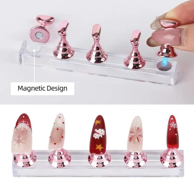 Alt view image 3 of 7 - 2 Pack Nail Stand with Case and 500 PCS Double-Sided Tape, Pink