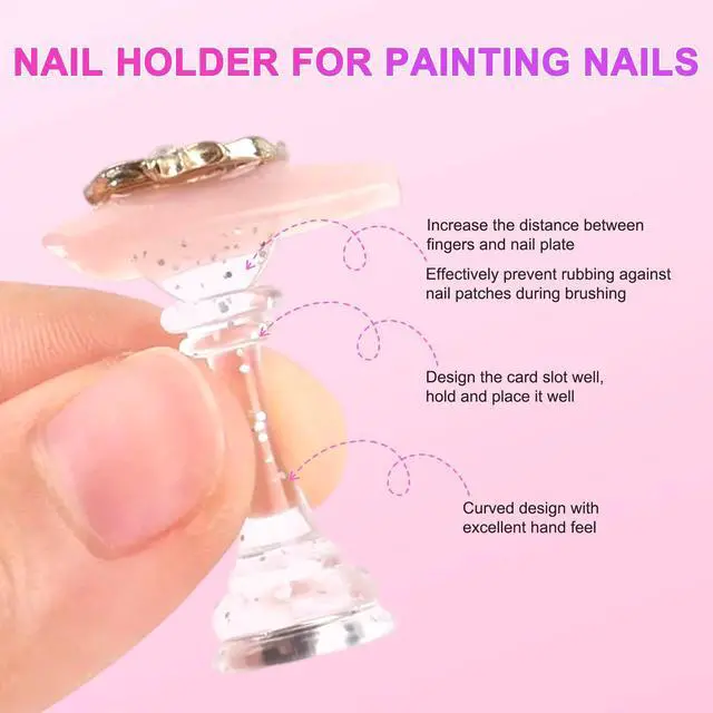 Alt view image 5 of 7 - Nail Stand for Press Ons, Fake Nail Holder for Painting Nails, Super Magnetic Base for Painting Display Holder with Reusable Mounting Tapes for Home DIY Salon Supplies