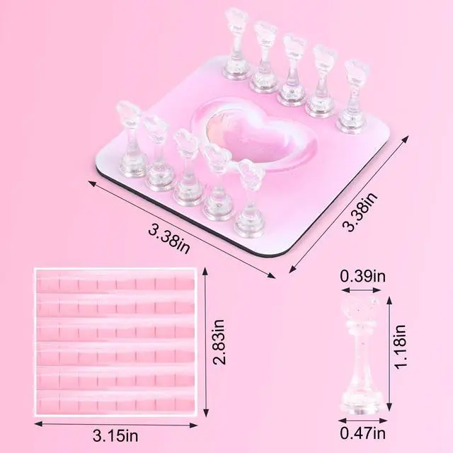 Alt view image 4 of 7 - Nail Stand for Press Ons, Fake Nail Holder for Painting Nails, Super Magnetic Base for Painting Display Holder with Reusable Mounting Tapes for Home DIY Salon Supplies