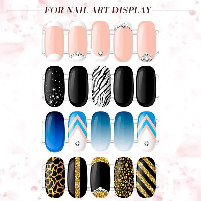 Alt view image 4 of 7 - 100 Pieces Nail Design Tips Display Stand Holder with 10 M Double Sided Tape Nail Design Practice Holder and Removable Mounting Tape for Home Wall office Decor