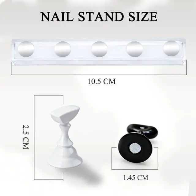 Alt view image 5 of 7 - Nail Stand for Press On Display Practice for Acrylic Nails, Magnetic Fake Nail Tips Holder for Nails Painting Tools and Designs with Reusable Double-Sided Tape for Home DIY Art Salon Supplies (White)