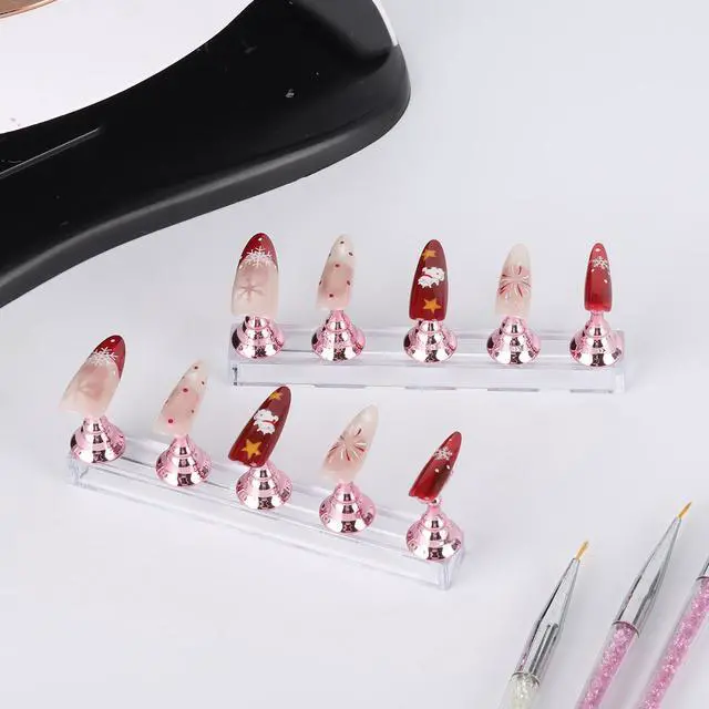Alt view image 6 of 7 - 2 Pack Nail Stand with Case and 500 PCS Double-Sided Tape, Pink