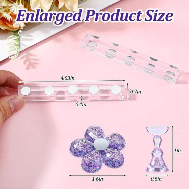 Alt view image 2 of 7 - 2 Set Nail Stand Press on Magnetic Nail Holder Kit Acrylic Fake Nails Art Display Stand Flower Practice Stands Design Tools for DIY Painting Nails Hand Salons Homes Professional Techs Supplies