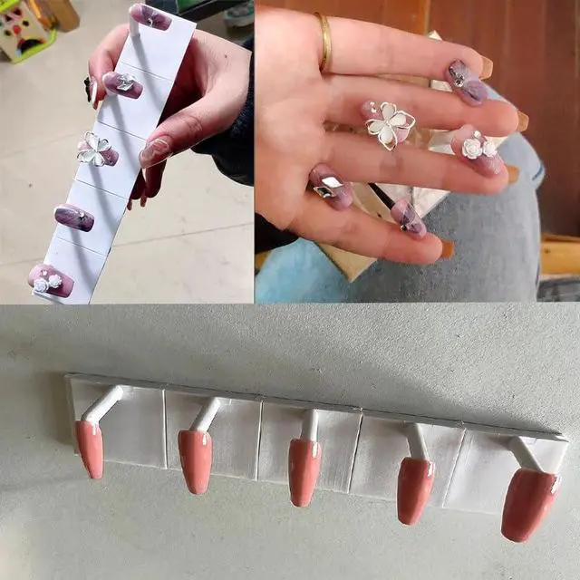 Alt view image 7 of 7 - 20 Pack Nail Practice Stand Tip Holder Display Base Detachable Rack for False Nail Tips Painting Beginner Showing Training Fingernail Art Manicure Tool Home Salon ( White+Pink )