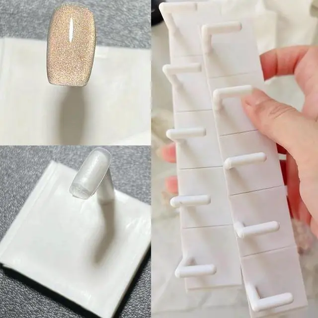 Alt view image 3 of 7 - 20 Pack Nail Practice Stand Tip Holder Display Base Detachable Rack for False Nail Tips Painting Beginner Showing Training Fingernail Art Manicure Tool Home Salon ( White+Pink )