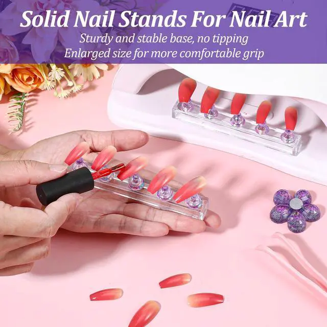 Alt view image 5 of 7 - 2 Set Nail Stand Press on Magnetic Nail Holder Kit Acrylic Fake Nails Art Display Stand Flower Practice Stands Design Tools for DIY Painting Nails Hand Salons Homes Professional Techs Supplies