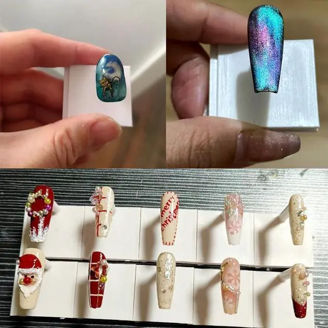Alt view image 6 of 7 - 20 Pack Nail Practice Stand Tip Holder Display Base Detachable Rack for False Nail Tips Painting Beginner Showing Training Fingernail Art Manicure Tool Home Salon ( White+Pink )
