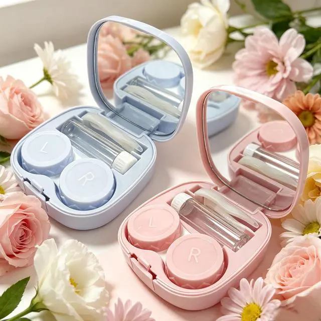 Alt view image 3 of 7 - Contact Lens Case Travel Kit, Leakproof Cute Contact Lenses Applicator Remover Tool with Mirror Solution Bottle for Daily Outdoor (2 Pack)