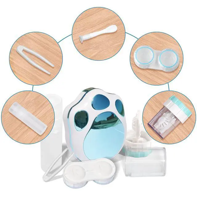 Alt view image 2 of 6 - Contact Lens Travel Kit with Cleaner Washer, Portable Contact Box with Mirror Tweezers Remover Tool Solution Bottle for Daily Outdoor (Blue)