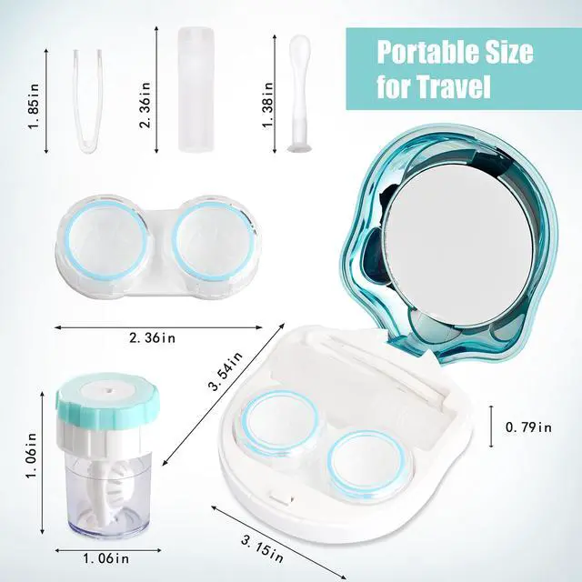Alt view image 3 of 6 - Contact Lens Travel Kit with Cleaner Washer, Portable Contact Box with Mirror Tweezers Remover Tool Solution Bottle for Daily Outdoor (Blue)