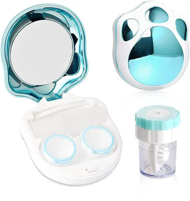 Main image of Contact Lens Travel Kit with Cleaner Washer, Portable Contact Box with Mirror Tweezers Remover Tool Solution Bottle for Daily Outdoor (Blue)