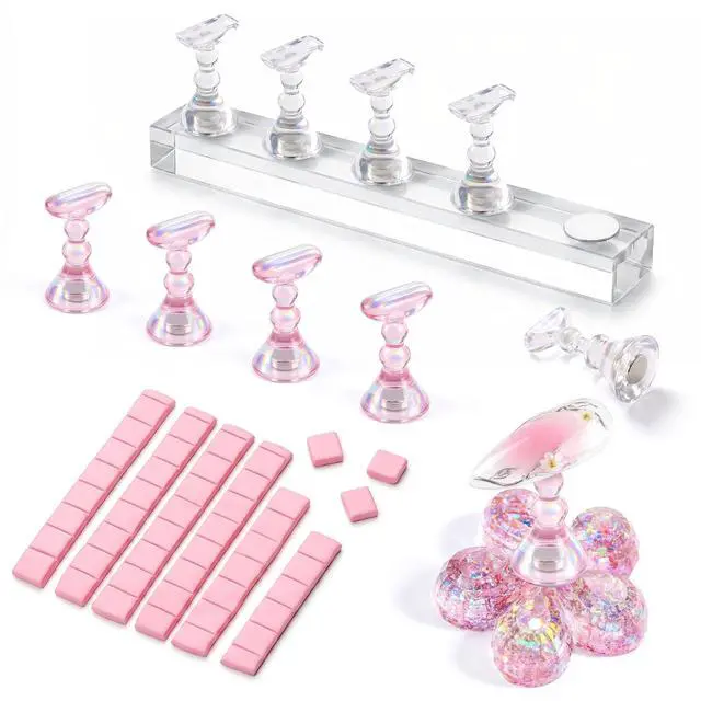 Main image of Nail Stand for Press On Nails Display Practice Art Painting Magnetic Fake Nail Holder for Painting Nails Stand for False Nail Designs with Reusable Putty for Home DIY Beginner Salon Supplies