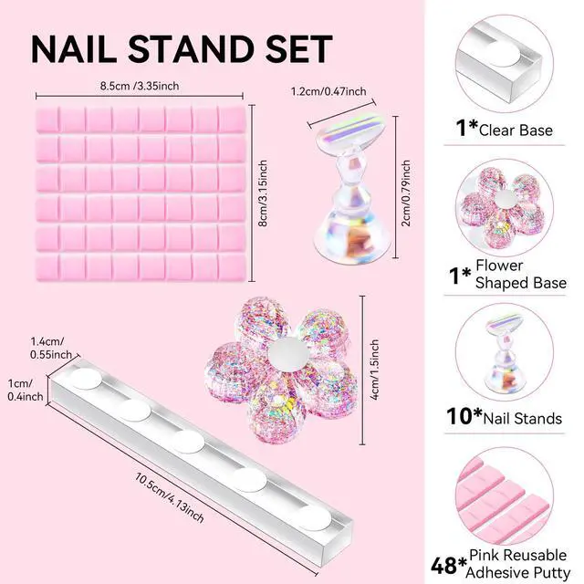 Alt view image 7 of 7 - Nail Stand for Press On Nails Display Practice Art Painting Magnetic Fake Nail Holder for Painting Nails Stand for False Nail Designs with Reusable Putty for Home DIY Beginner Salon Supplies