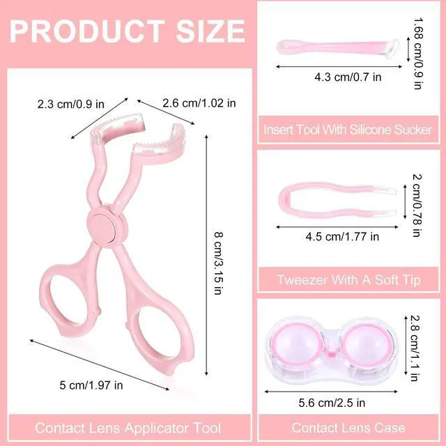 Alt view image 2 of 7 - Contact Lenses Applicator Tool,Contact Lens Applicator,Contact Remover Tool for Soft Contacts Insertion Tool Set Includes Tweezers,Contact Lens Case and Contact Lens Remover Plunger Suction Cup