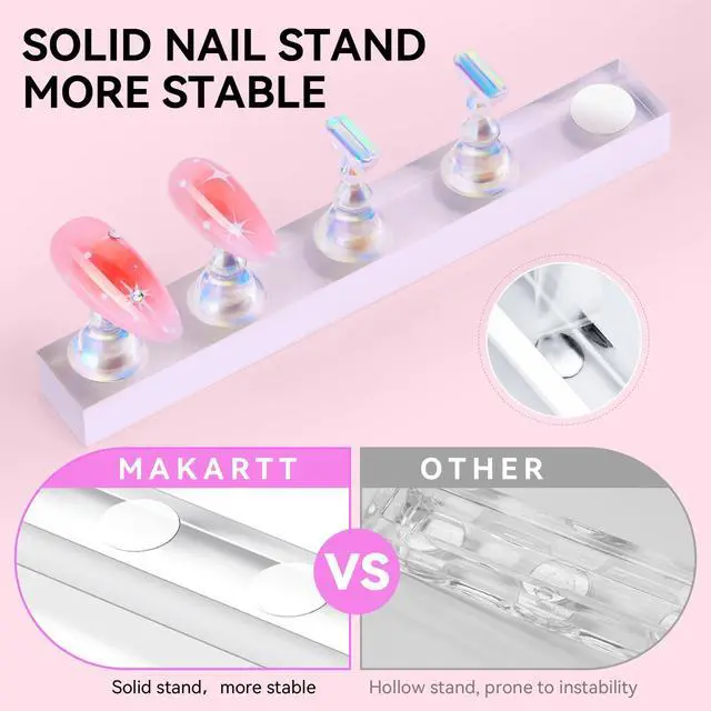 Alt view image 6 of 7 - Nail Stand for Press On Nails Display Practice Art Painting Magnetic Fake Nail Holder for Painting Nails Stand for False Nail Designs with Reusable Putty for Home DIY Beginner Salon Supplies
