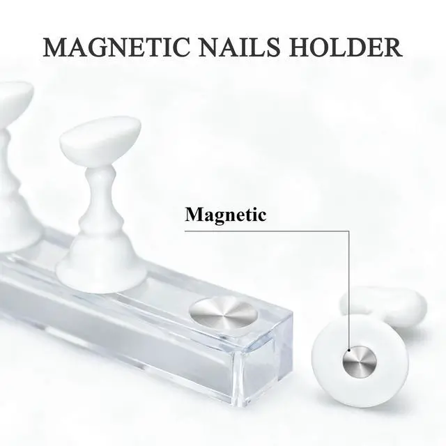 Alt view image 2 of 7 - Nail Stand for Press On Display Practice for Acrylic Nails, Magnetic Fake Nail Tips Holder for Nails Painting Tools and Designs with Reusable Double-Sided Tape for Home DIY Art Salon Supplies (White)