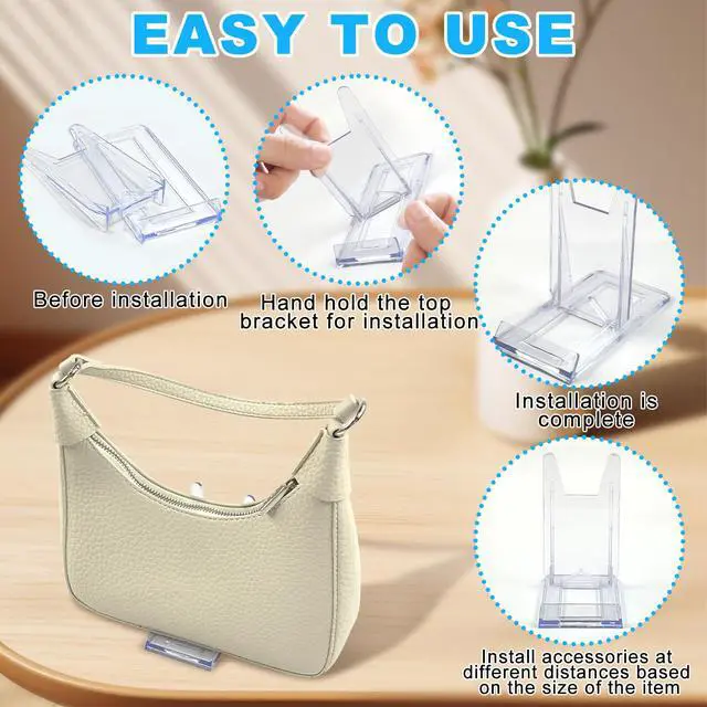 Alt view image 4 of 7 - 12 Sets of Adjustable Purse Display Stand Clear Acrylic Handbag Stand Holder for Wallet Purses Handbag Bag Clear Stand for Display Acrylic Purse Display Case for Party Wedding Home Decoration Birthday