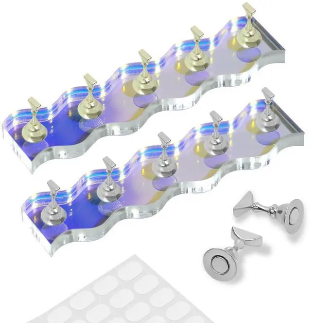 Main image of 2 Sets Nail Stand for Press Ons Magnetic Acrylic Nail Holder with 100 Pcs Reusable Double Sided Stickers,for Artistic Nail Display Stand Home and Nail Salon Supplies, Sea Blue