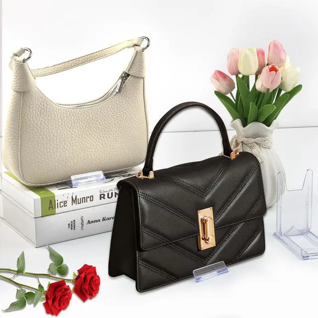 Alt view image 7 of 7 - 12 Sets of Adjustable Purse Display Stand Clear Acrylic Handbag Stand Holder for Wallet Purses Handbag Bag Clear Stand for Display Acrylic Purse Display Case for Party Wedding Home Decoration Birthday