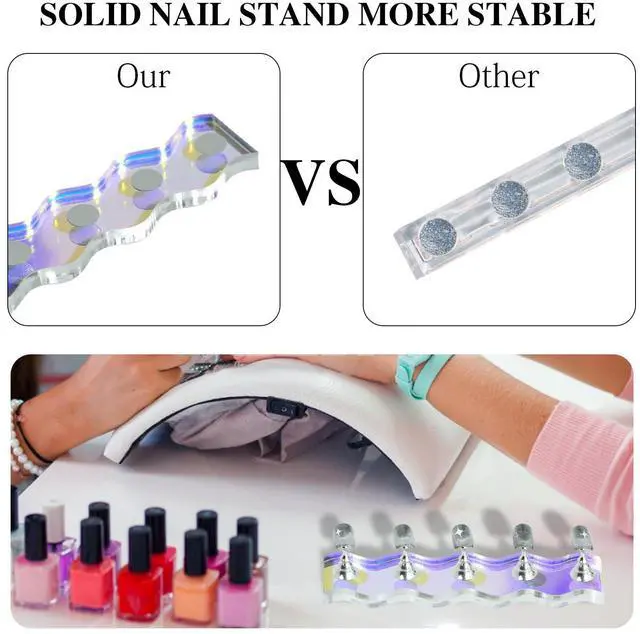 Alt view image 6 of 7 - 2 Sets Nail Stand for Press Ons Magnetic Acrylic Nail Holder with 100 Pcs Reusable Double Sided Stickers,for Artistic Nail Display Stand Home and Nail Salon Supplies, Sea Blue