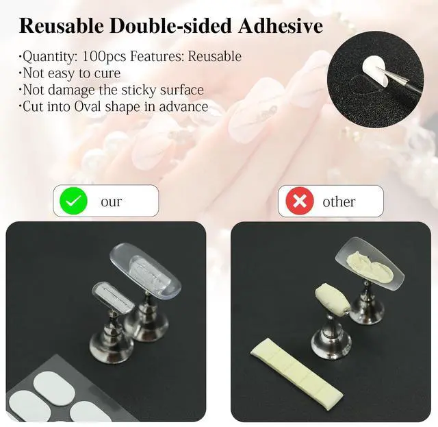 Alt view image 5 of 7 - 2 Sets Nail Stand for Press Ons Magnetic Acrylic Nail Holder with 100 Pcs Reusable Double Sided Stickers,for Artistic Nail Display Stand Home and Nail Salon Supplies, Sea Blue