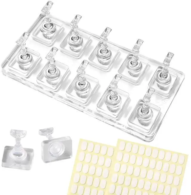 Main image of Nail Stand For Press Ons Acrylic Magnetic-Free Nail Holder For Painting Nails Tip Arts Display Practice Stands with 200PCS Double-Sided Tape for Home DIY Art Salon Supplies
