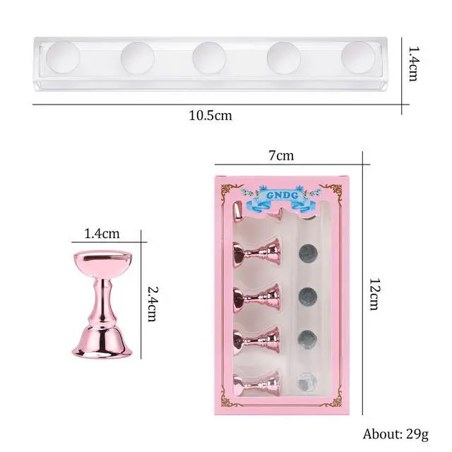 Alt view image 7 of 7 - Acrylic Nail Display Stand DIY Nail Crystal Holder Magnetic Practice Stands with Reusable Adhesive Putty Clay for False Nail Tip Manicure Tool (Pink)