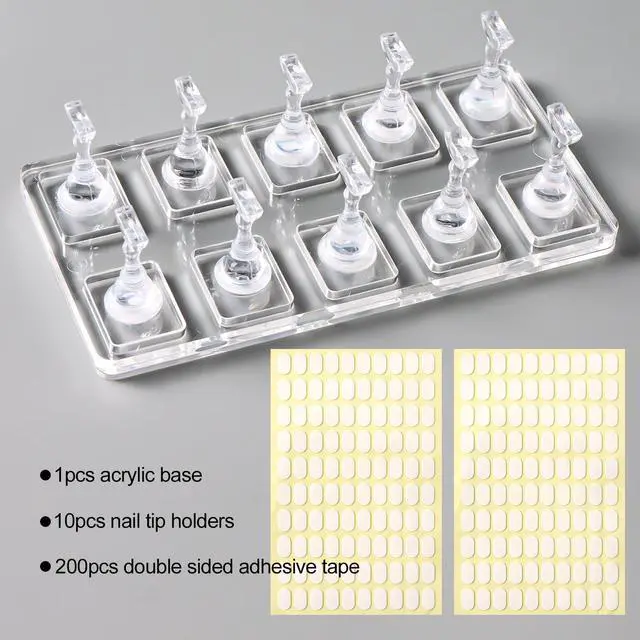 Alt view image 2 of 7 - Nail Stand For Press Ons Acrylic Magnetic-Free Nail Holder For Painting Nails Tip Arts Display Practice Stands with 200PCS Double-Sided Tape for Home DIY Art Salon Supplies