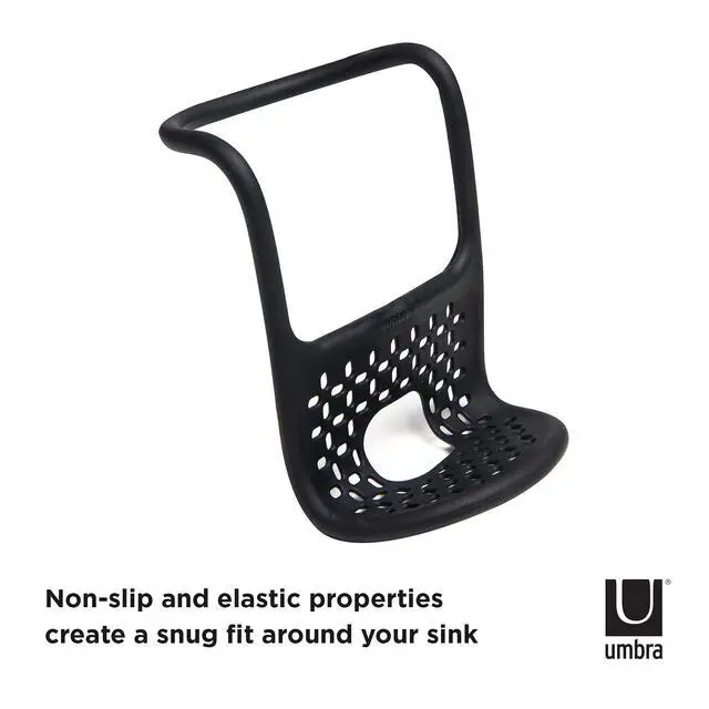 Alt view image 6 of 7 - Sling Sponge Holder for Kitchen Sink No Suction Cups, Flexible Caddy for Sinks and Faucets, Modern Design, Black