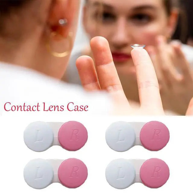 Alt view image 3 of 7 - 4 Pack Contact lens case Bulk Contact Lens Soak Storage Box Holder Container(Pink)