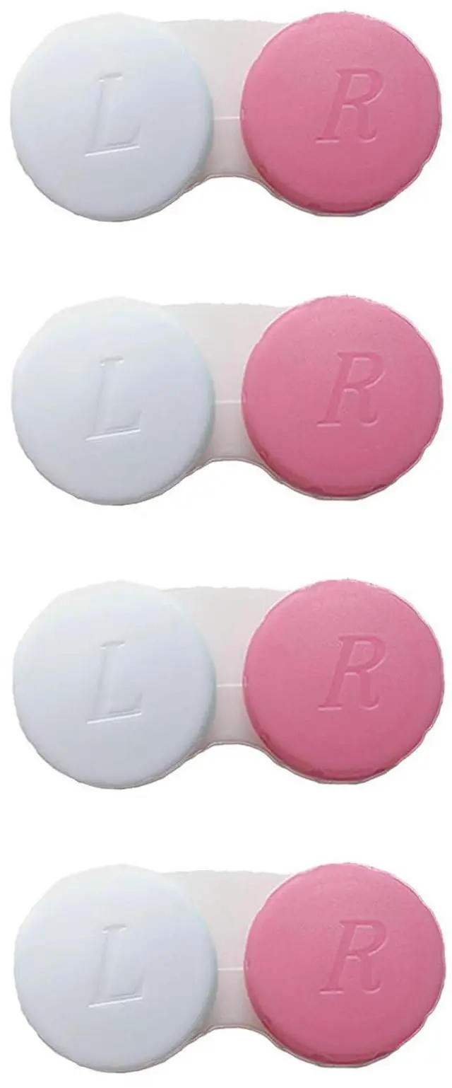 Main image of 4 Pack Contact lens case Bulk Contact Lens Soak Storage Box Holder Container(Pink)