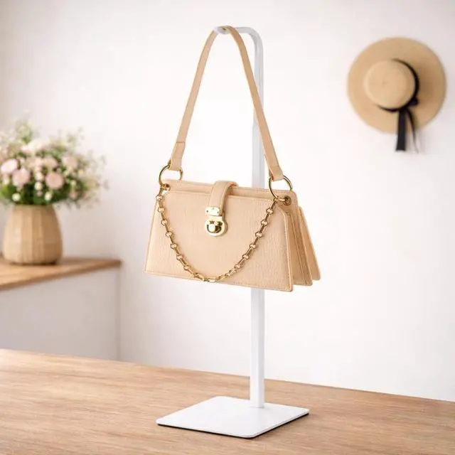 Alt view image 3 of 7 - Adjustable Purse Display Stand - White Tabletop Display Holder for Handbags, Wreaths and Banners, for Home Closets, Retail Displays and Vendor Booths (1-Pack)