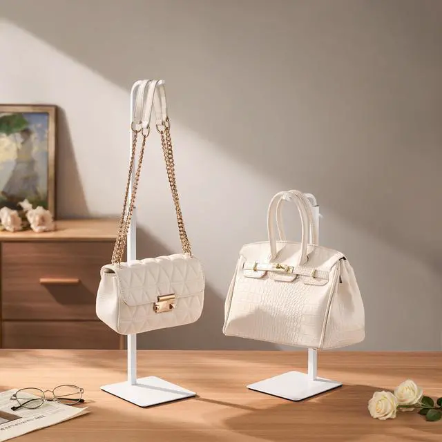 Alt view image 2 of 7 - Adjustable Purse Display Stand - White Tabletop Display Holder for Handbags, Wreaths and Banners, for Home Closets, Retail Displays and Vendor Booths (1-Pack)
