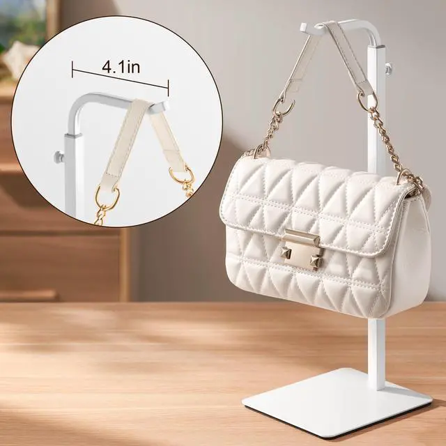 Alt view image 5 of 7 - Adjustable Purse Display Stand - White Tabletop Display Holder for Handbags, Wreaths and Banners, for Home Closets, Retail Displays and Vendor Booths (1-Pack)