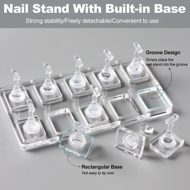 Alt view image 4 of 7 - Nail Stand For Press Ons Acrylic Magnetic-Free Nail Holder For Painting Nails Tip Arts Display Practice Stands with 200PCS Double-Sided Tape for Home DIY Art Salon Supplies