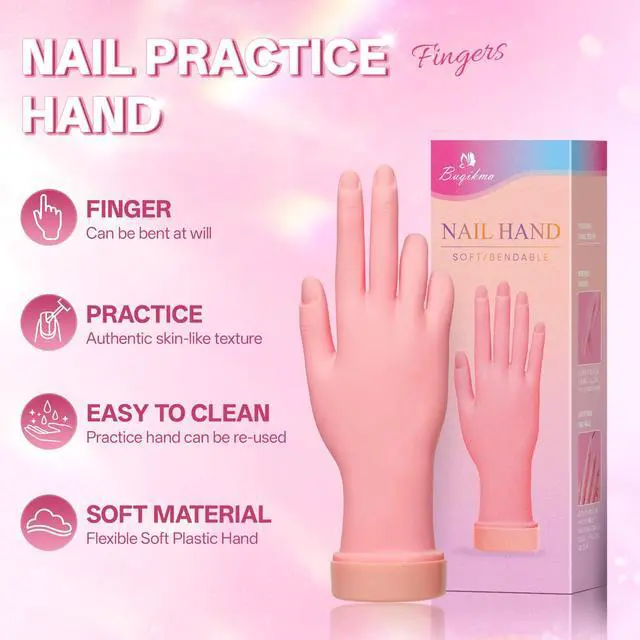 Alt view image 3 of 7 - Nail Practice Hand for Acrylic Nails, Mannequin Hand for Nails Practice, Flexible Bendable Fake Hand Manicure Nail Practice Hand 1Pcs