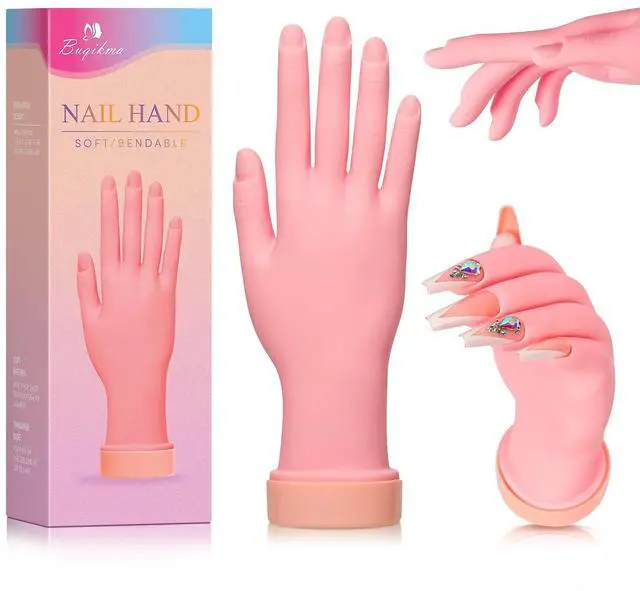 Main image of Nail Practice Hand for Acrylic Nails, Mannequin Hand for Nails Practice, Flexible Bendable Fake Hand Manicure Nail Practice Hand 1Pcs