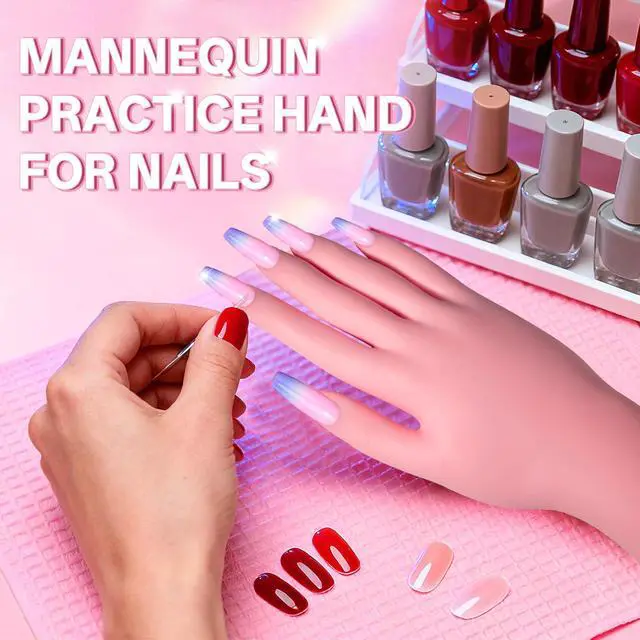 Alt view image 7 of 7 - Nail Practice Hand for Acrylic Nails, Mannequin Hand for Nails Practice, Flexible Bendable Fake Hand Manicure Nail Practice Hand 1Pcs
