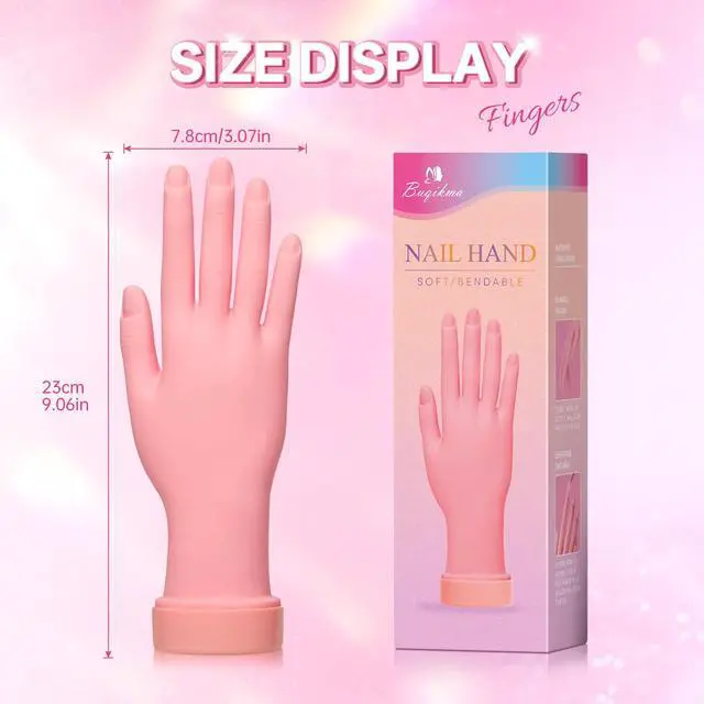 Alt view image 2 of 7 - Nail Practice Hand for Acrylic Nails, Mannequin Hand for Nails Practice, Flexible Bendable Fake Hand Manicure Nail Practice Hand 1Pcs