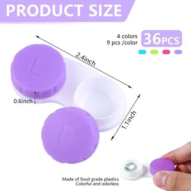 Alt view image 2 of 7 - 36 Pack Colorful Cute Contact Lens Case Bulk Box Holder Container Soak Storage Kit (4 Color)