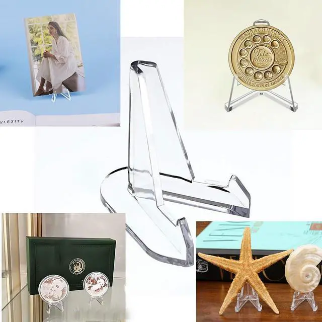 Alt view image 2 of 5 - 15 Packs Acrylic Easel Stands Clear Mini Coin Display Thickened Version Sports Card Holder for Air-Tite Coins Graded Card Photo Display ,2.64 Inch Tall