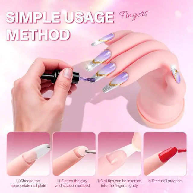 Alt view image 6 of 7 - Nail Practice Hand for Acrylic Nails, Mannequin Hand for Nails Practice, Flexible Bendable Fake Hand Manicure Nail Practice Hand 1Pcs