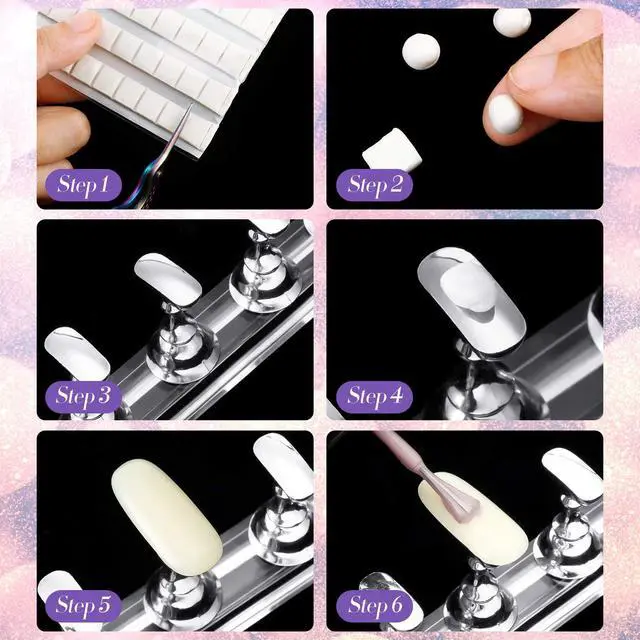 Alt view image 6 of 6 - 2 Set Nail Stand for Painting Press Nail Holder Acrylic Magnetic Tips Training Fingernail Display Stands DIY Crystal Holders and 96 Pieces White Reusable Adhesive Putty(Silver)