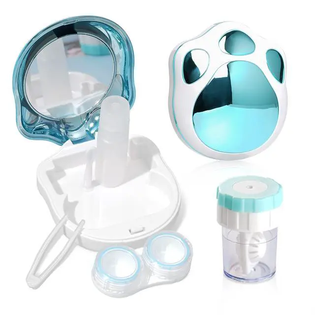 Alt view image 6 of 6 - Contact Lens Travel Kit with Cleaner Washer, Portable Contact Box with Mirror Tweezers Remover Tool Solution Bottle for Daily Outdoor (Blue)