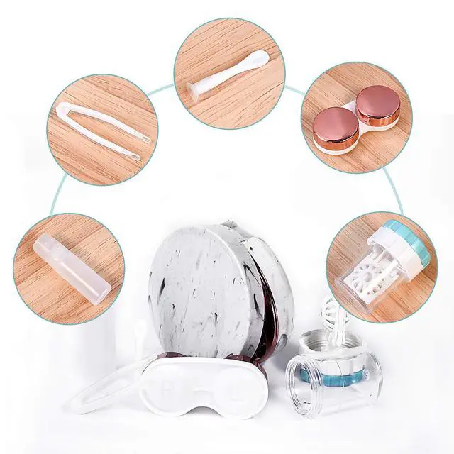 Alt view image 2 of 6 - Contact Lens Travel Kit with Cleaner Washer, Portable Contact Box with Mirror Tweezers Remover Tool Solution Bottle for Daily Outdoor