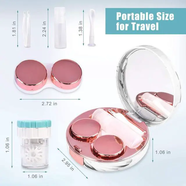 Alt view image 4 of 6 - Contact Lens Travel Kit with Cleaner Washer, Portable Contact Box with Mirror Tweezers Remover Tool Solution Bottle for Daily Outdoor