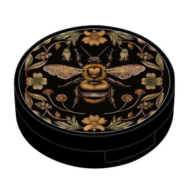 Alt view image 2 of 5 - Cute Bee Contact Case Personalized Contact Box Travel Kit Portable Customized Contact Case with Mirror Tweezers Remover Tool Solution Bottle, Small, Black