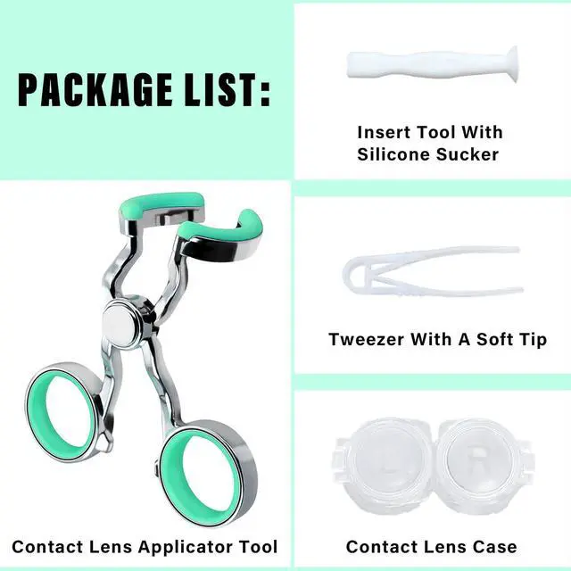 Alt view image 6 of 7 - Contact Lens Applicator Tool - Easier Apply/Remove Contact Lens Aid for Travel (Alloy Material)(Green)